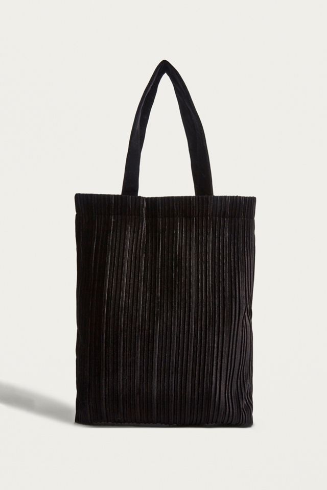 UO Black Pleated Velvet Tote Bag #4