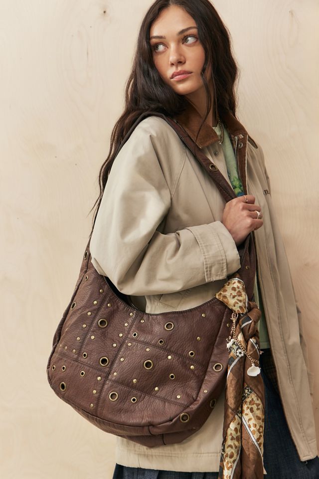 UO Faux Leather 90s Eyelet Slouch Bag #1