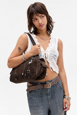 UO Heart Charm Suedette Shoulder Bag