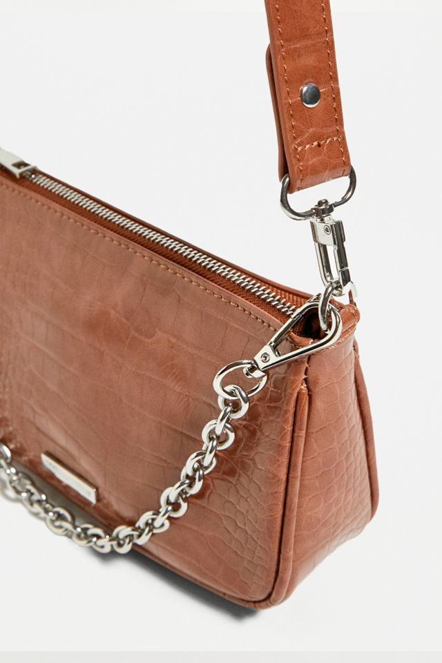 UO Teller & Kette Akzent Kroko Schultertasche #3