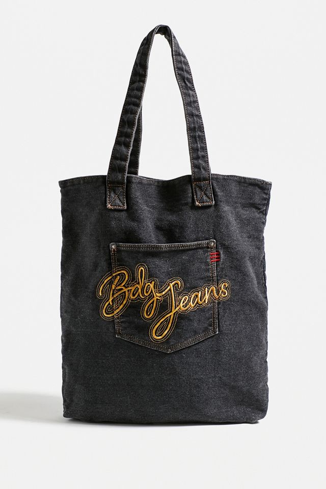 Borsa Tote in Denim Lavato con Logo BDG #1