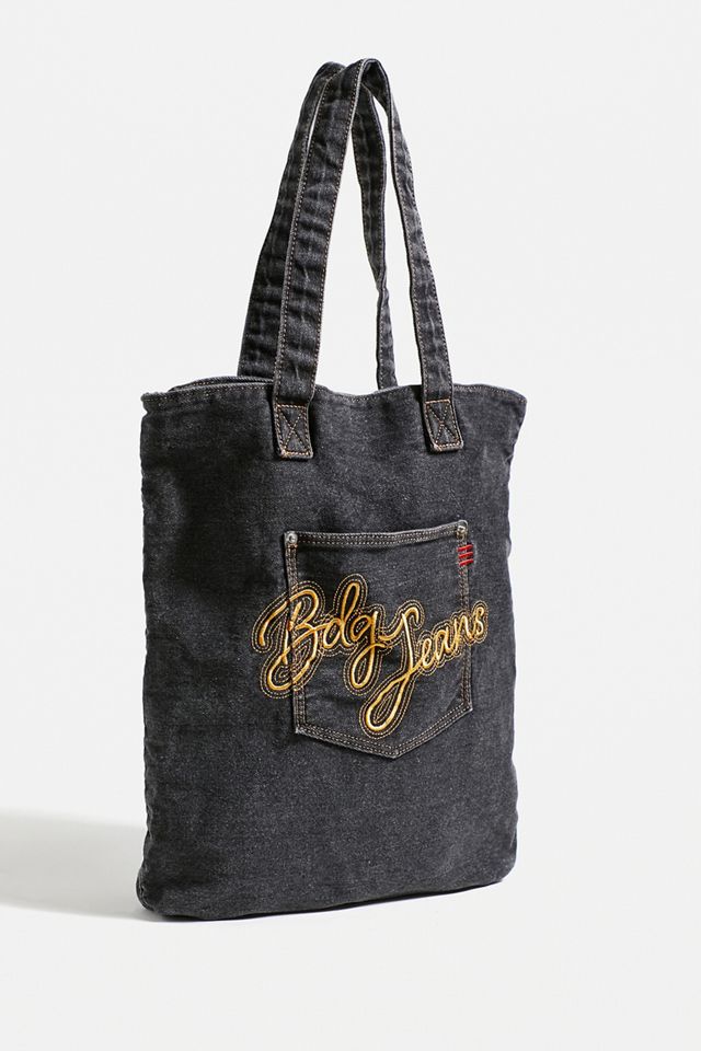 Borsa Tote in Denim Lavato con Logo BDG #2