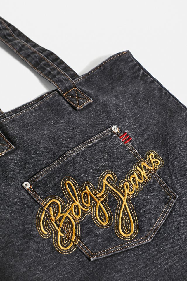 Borsa Tote in Denim Lavato con Logo BDG #4