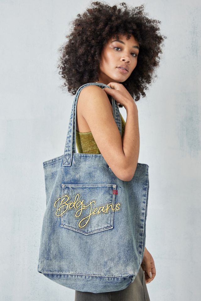 BDG Washed Denim Logo Tote Bag Urban Outfitters UK