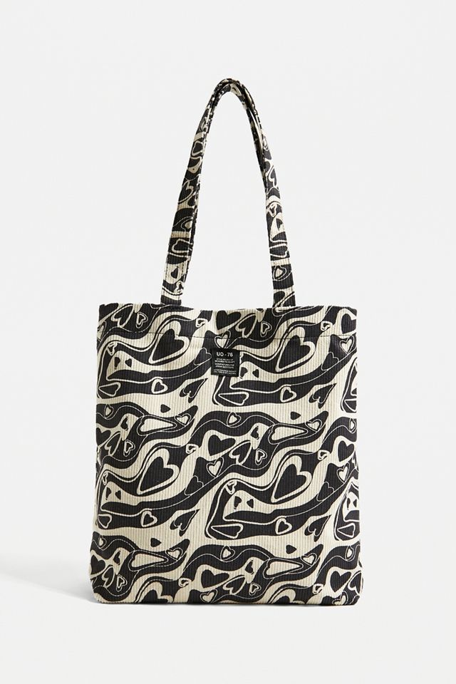 UO Heart Print Corduroy Tote Bag #1