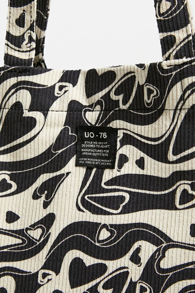 UO Heart Print Corduroy Tote Bag #3