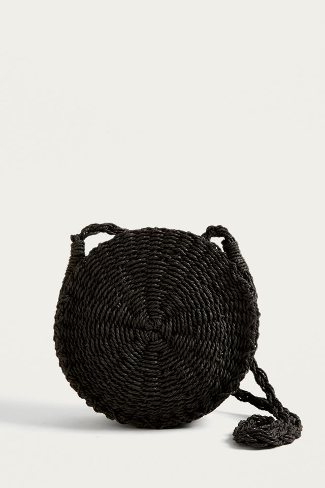 UO Black Round Straw Crossbody #1