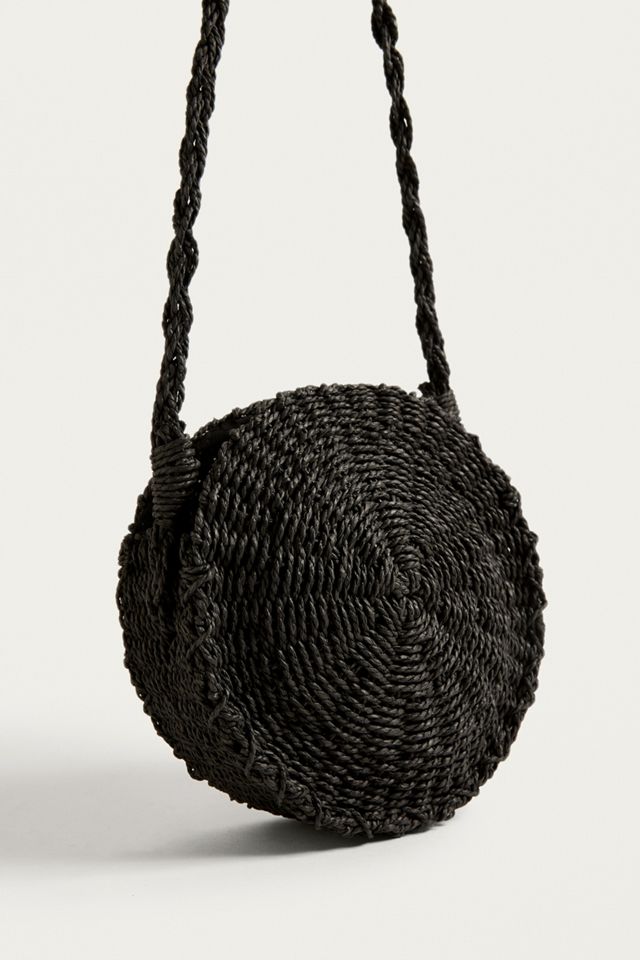 UO Black Round Straw Crossbody #2