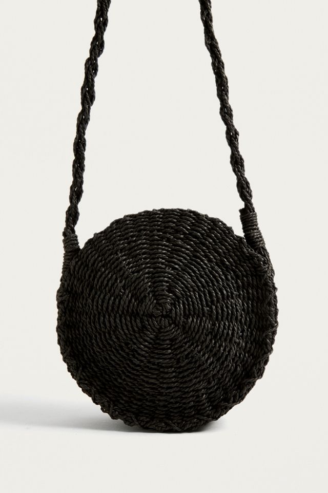 UO Black Round Straw Crossbody #3