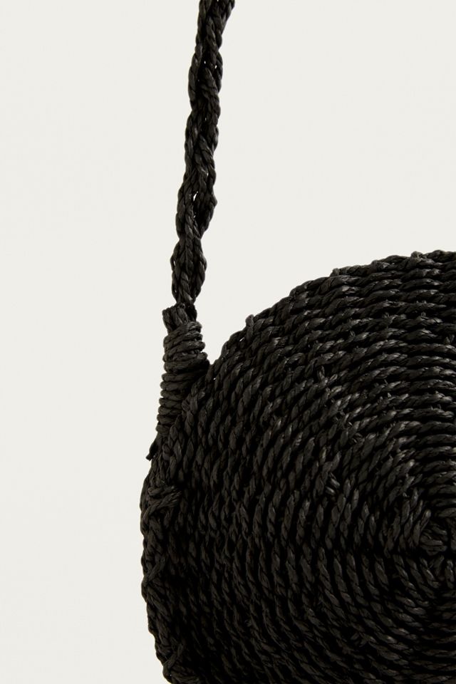 UO Black Round Straw Crossbody #4