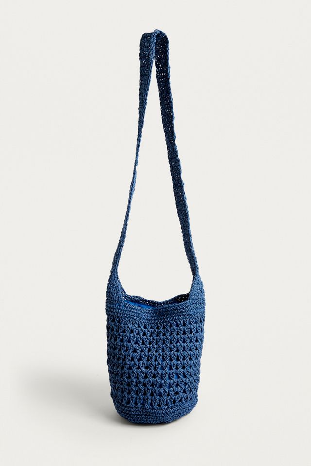 Sac bandoulière en paille décontracté bleu #2