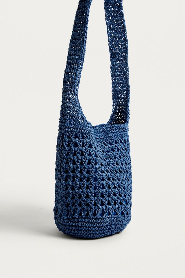 Sac bandoulière en paille décontracté bleu #3
