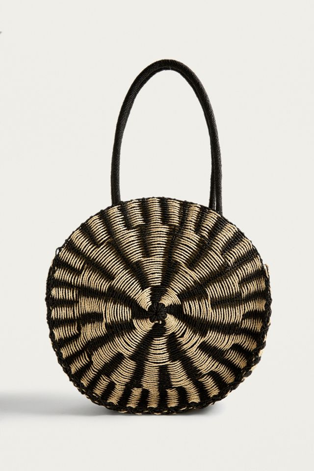 UO Black and White Straw Tote Bag #2