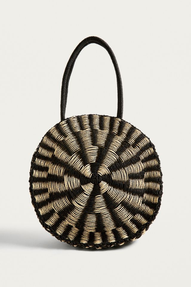 UO Black and White Straw Tote Bag #5