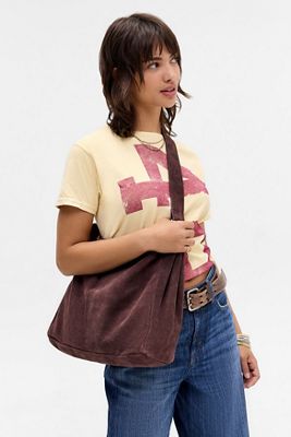 BDG Cindy Washed Faux Leather Heart Charm Bag