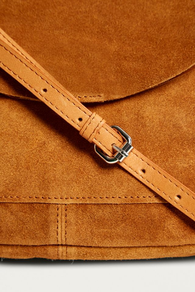 UO Suede Round Flap Brown Messenger Bag #5