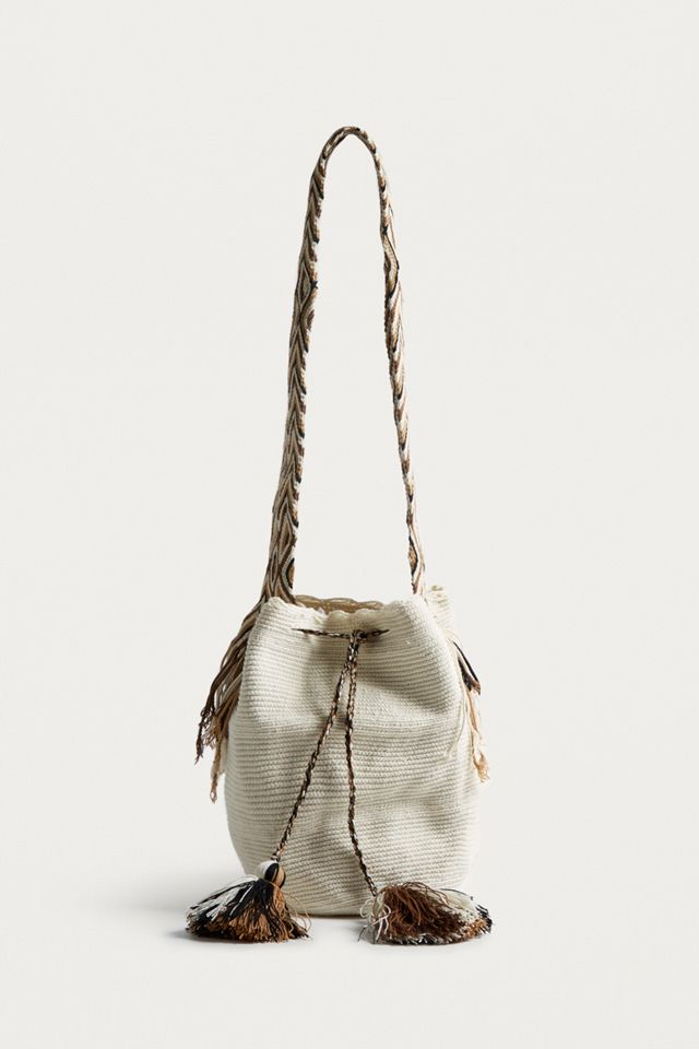 Geo White Drawstring Crossbody #1