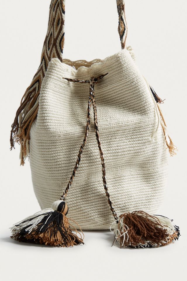 Geo White Drawstring Crossbody #4