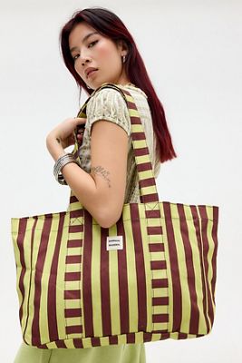 Grand sac fourre-tout rayé en toile Damson Madder