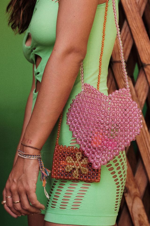 UO Beaded Heart Crossbody Bag | Urban Outfitters UK