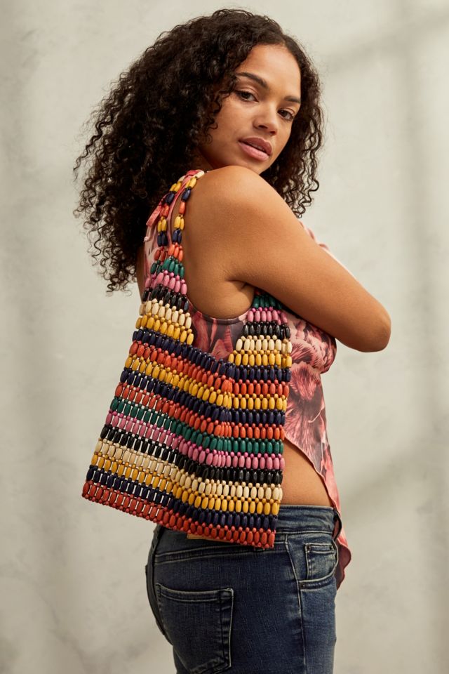 Striped Beaded Shoulder Bag | Urban Outfitters UK