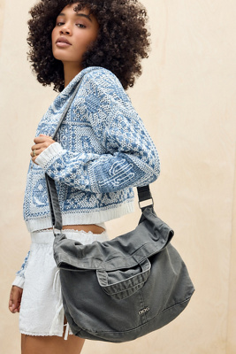 BDG Foldover Canvas Sling Bag - Grey at Urban Outfitters