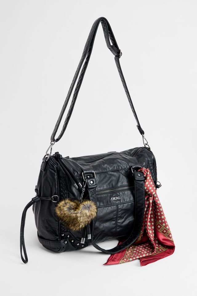 BDG Cindy Washed Faux Leather Heart Charm Bag #3