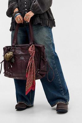 Sac à breloques en cœur en faux cuir lavé BDG Cindy