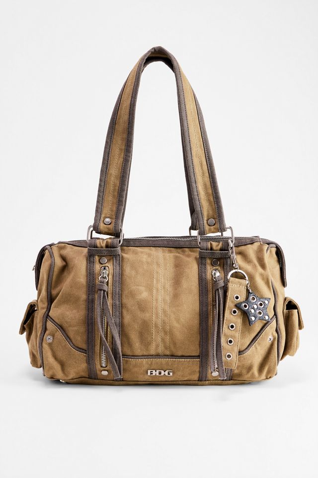 Borsa a Spalla in Tela Cerata con Materiali Misti BDG #1
