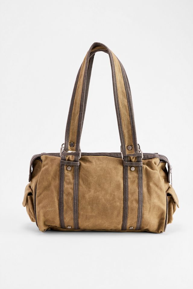 Borsa a Spalla in Tela Cerata con Materiali Misti BDG #4