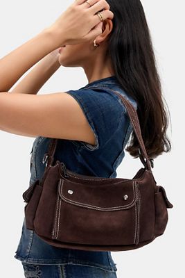 UO Braune Wildleder-Schultertasche