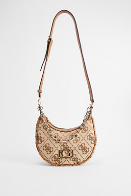 Guess Logo Hobo Shoulder Bag - Brown at Urban Outfitters