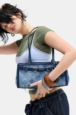Borsa a Spalla in Denim Guess Dovie