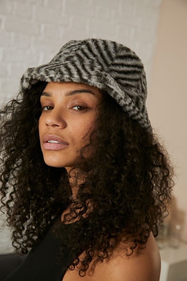 Kangol Herringbone Faux Fur Bucket Hat Urban Outfitters UK