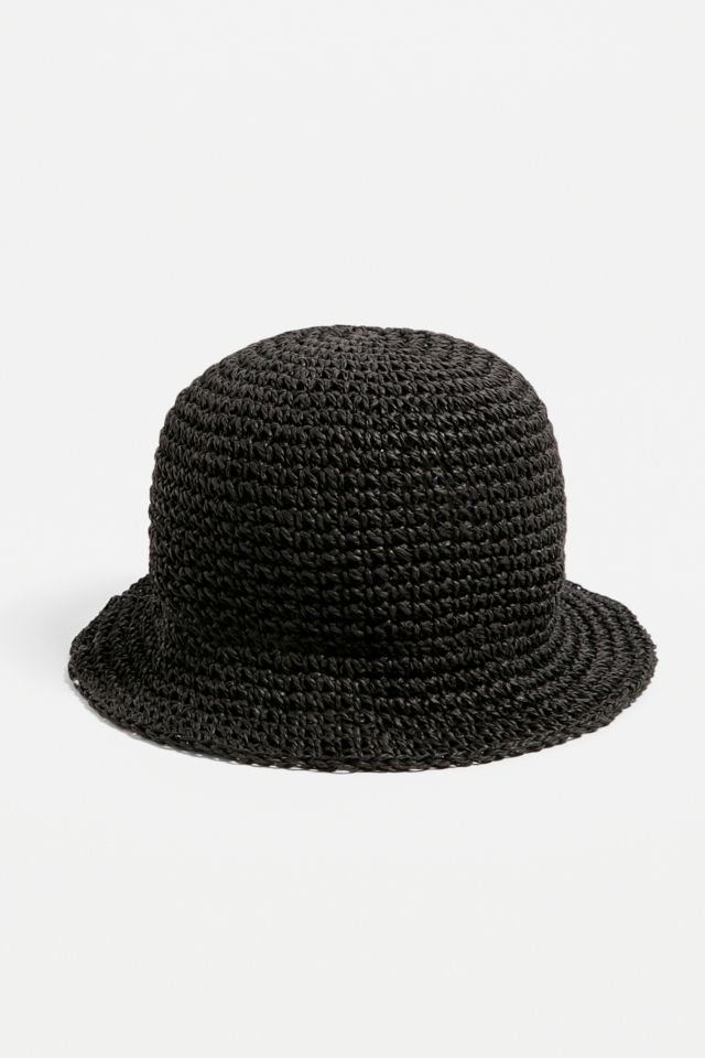 UO Straw Black Bucket Hat | Urban Outfitters UK