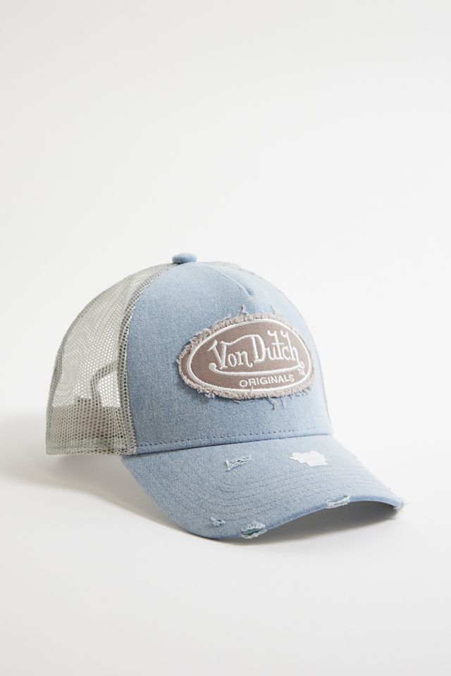 Von Dutch UO Exclusive Distressed Denim Trucker Cap #1