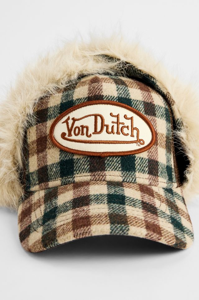 Von Dutch Braun Karierte Kunstfell-Trappermütze #2
