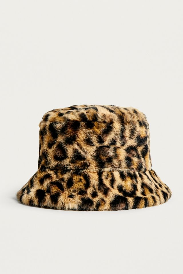 UO Reversible Leopard Print Faux Fur Bucket Hat Urban Outfitters UK