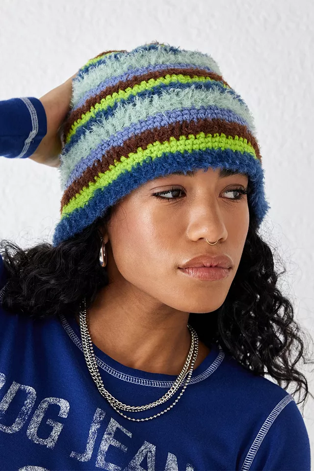 urbanoutfitters.com | UO Striped Fluffy Bucket Hat