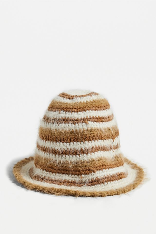 Fluffy Mixed Knit Bucket Hat  #2