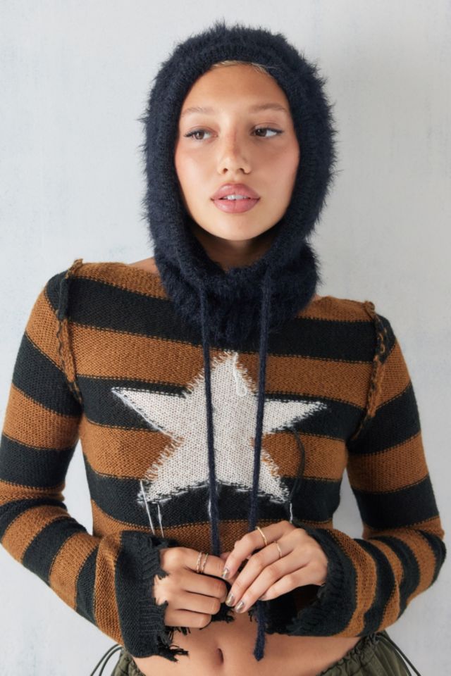 UO Kody Fluffy Knit Knit Hood