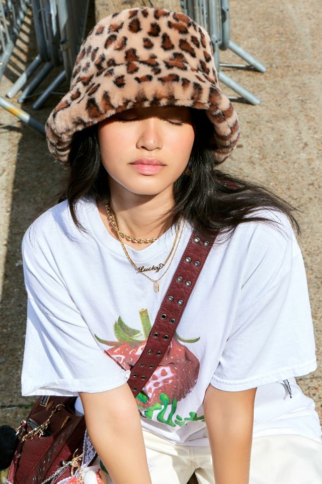 UO Animal Print Faux Fur Bucket Hat | Urban Outfitters UK