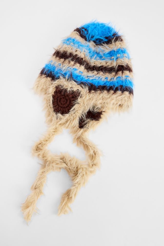 UO Flauschiger Streifen Ohrenklappe Hut #1