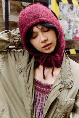 UO Clover Fluffy Knit Hood