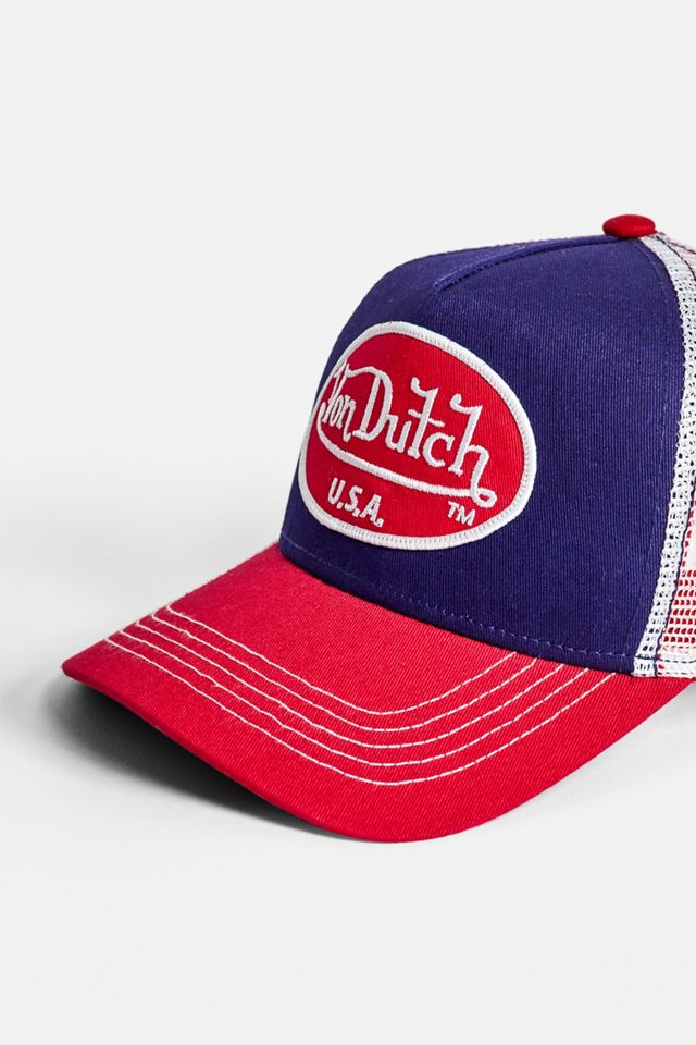 Von Dutch Blue & Red Contrast Trucker Hat #1