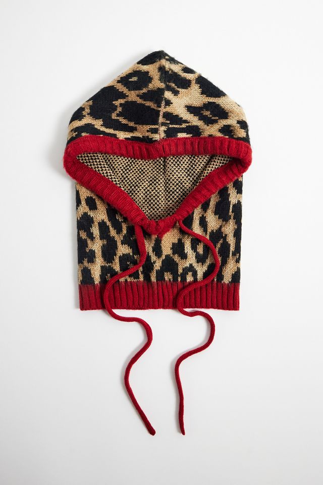 Damson Madder Leopard Intarsia Knitted Hood Hat One Size Damson Madder Leopard Print Hood in Brown | Lyst UK main image 4