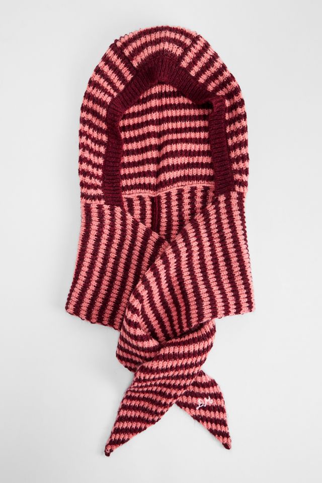 Damson Madder Pink Gestreifter Kapuzenpullover mit Knotenverschluss #3