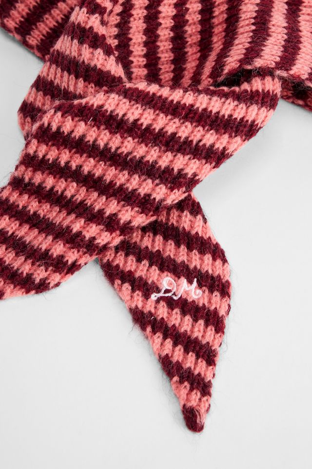 Damson Madder Pink Gestreifter Kapuzenpullover mit Knotenverschluss #4