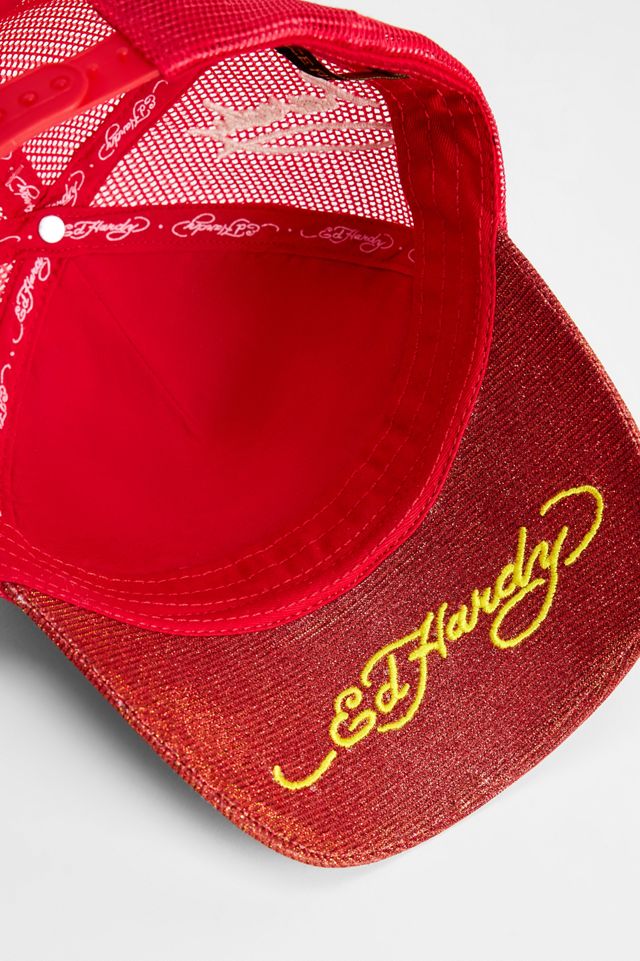 Ed Hardy Brave Hearts Metallic Trucker Cap #3