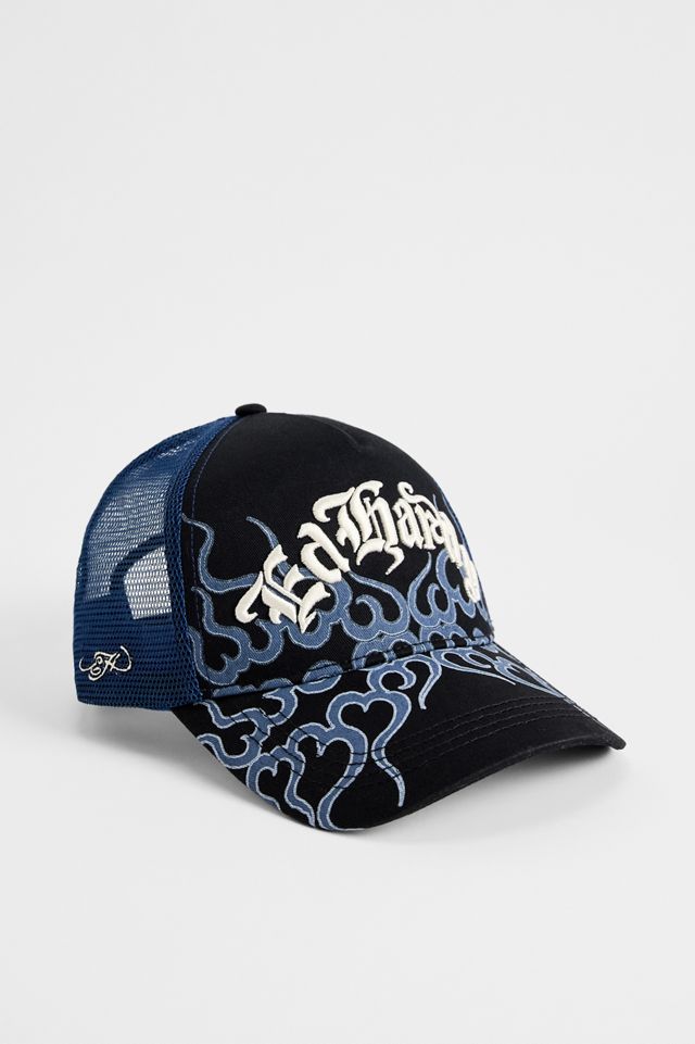 Gorra de Camionero de 5 Paneles con Llamas Ed Hardy #1